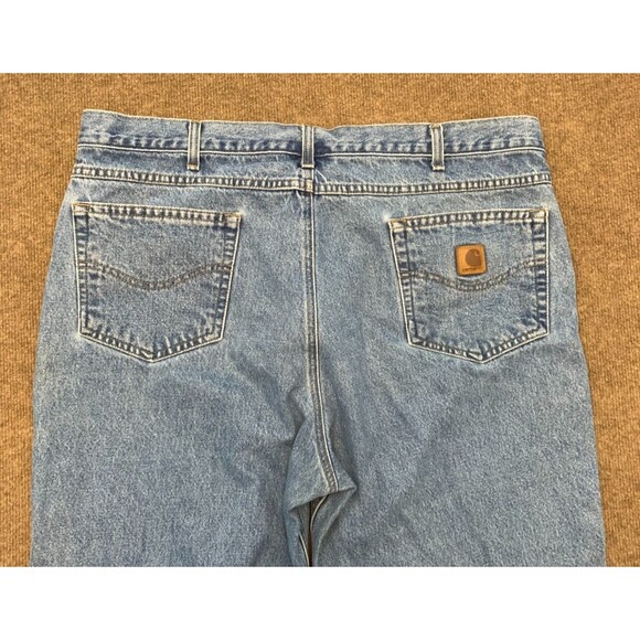 Carhartt Jeans Mens 42x32 Straight Fit Heavyweight Tapered B18 Workwear Denim - Picture 2 of 8